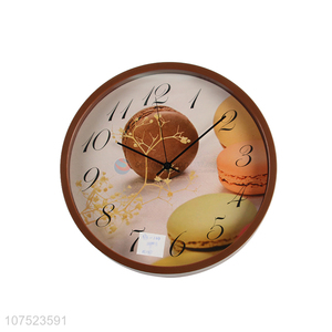 Bottom price no-punch macarons pattern wall clock silent quartz clock for classroom decoration