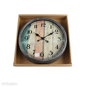 High quality Nordic trendy wall clock wood grain silent hanging clocks