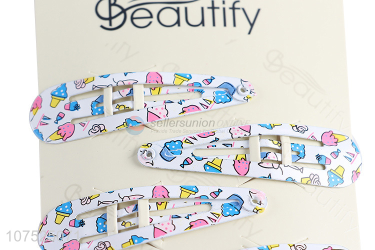 Best selling ice cream printed hairpins hair clips for children