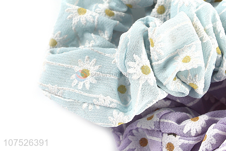 High quality daisy printed hair scrunchies hair bands fashion accessories