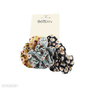 Factory price popular flower printed hair scrunchies accessories