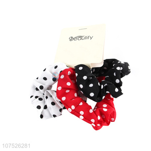 Most popular polka dot printed hair scrunchies ladies hair bands