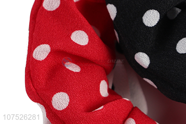 Most popular polka dot printed hair scrunchies ladies hair bands