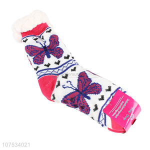 Hot sale women fleece slipper socks cozy floor socks