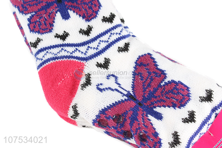 Hot sale women fleece slipper socks cozy floor socks