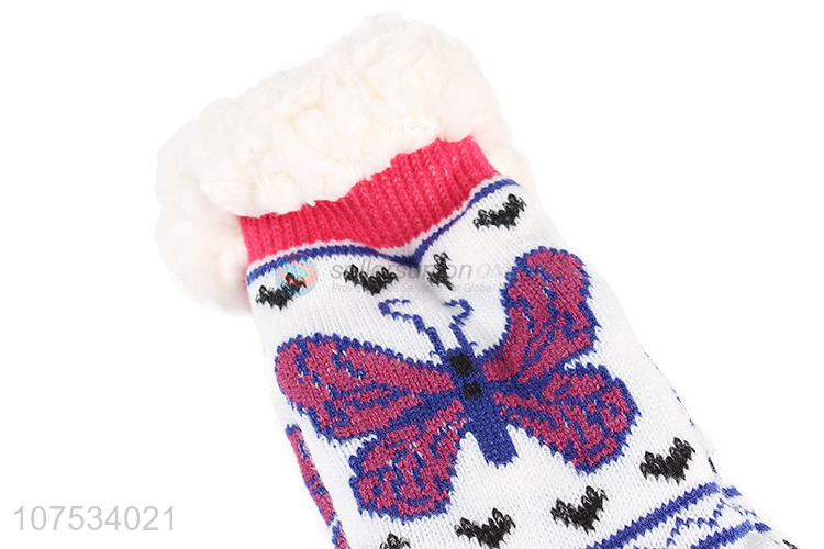 Hot sale women fleece slipper socks cozy floor socks