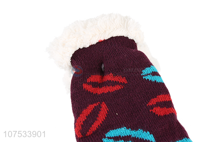 Excellent quality ladies winter knitted jacquard floor socks