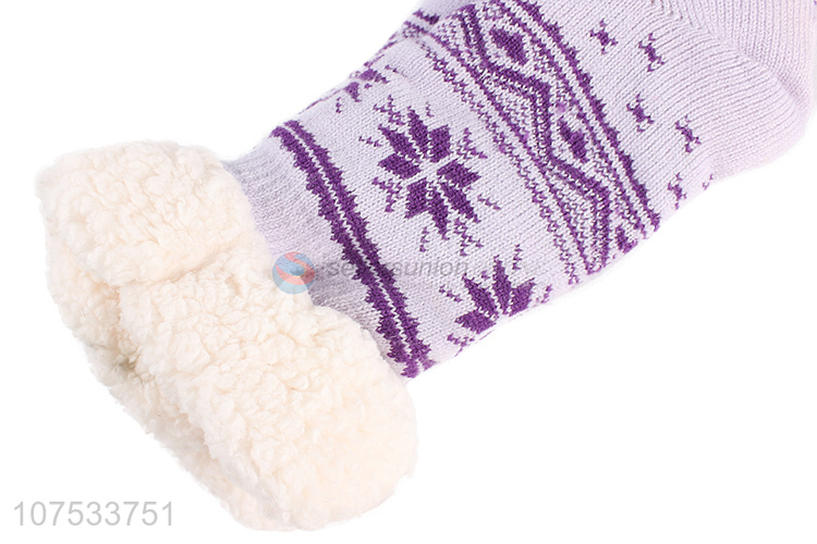 Good quality women winter socks fleece-lined slipper socks