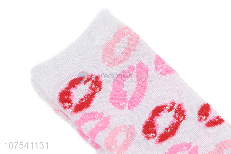 Good Sale Sexy Lip Pattern Comfortable Socks For Ladies