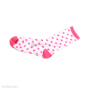 Good Sale Love-Heart Pattern Crew Socks Soft Short Socks