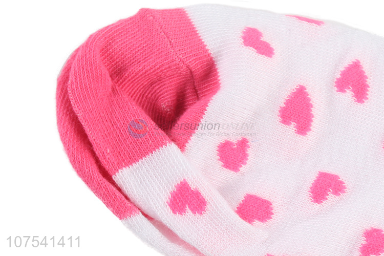 Good Sale Love-Heart Pattern Crew Socks Soft Short Socks