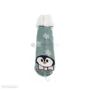 Promotional Cute Penguin Pattern Winter Warm Anti-Slip Floor Socks