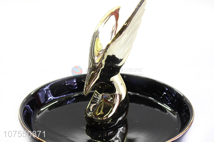 Cheap Price Luxury Jewelry Ring Holder Ceramic Plate With Wing Decoration