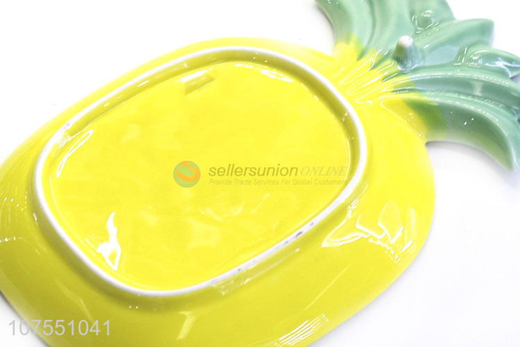 Best Sale Ceramic Pineapple Shaped Fruit Dish Snack Sugar Dessert Serving Plate