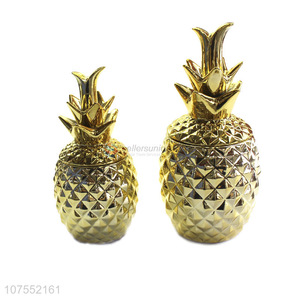 Cheap Price Home Decoration Ceramic Pineapple Shape Ornaments With Lid