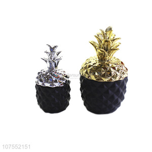 Hot Style Exquisite Home Decoration Pineapple Shape Ceramic Ornaments With Lid