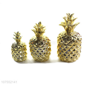 High Quality Exquisite Decoration Pineapple Shape Ceramic Ornaments With Lid