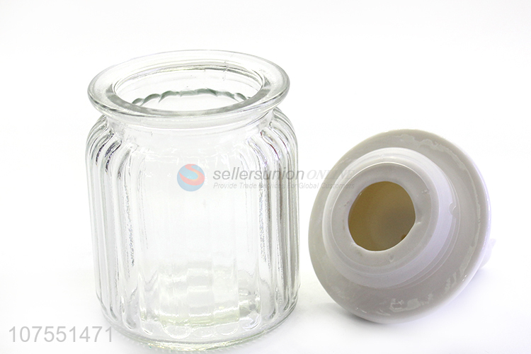 Wholesale Price Glass Storage Bottle With Bird Ceramic Lid