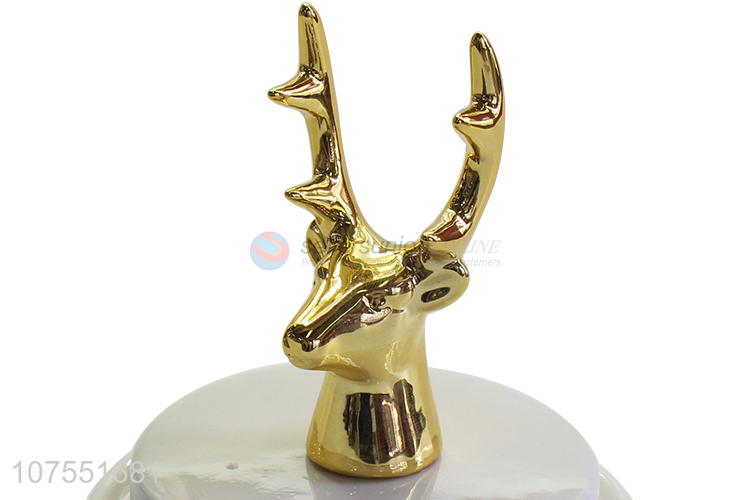 High Sales Creative Gold Deer Design Ceramic Crafts Ornaments For Holding Jewelry