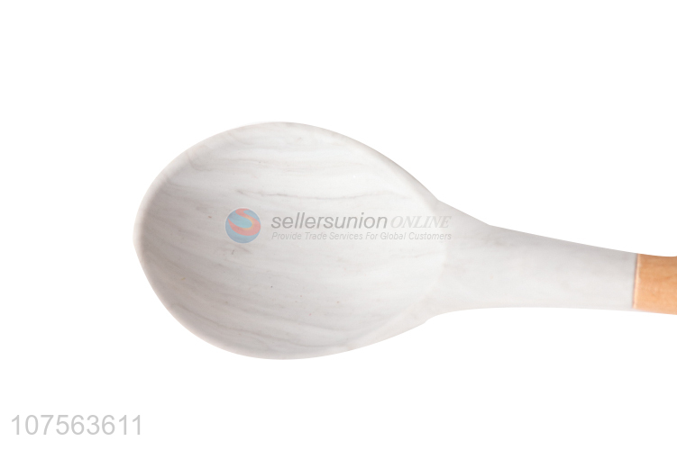 Latest arrival novelty marbling silicone spoon with wooden handle