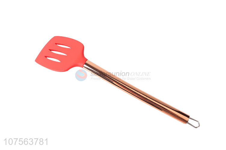 China factory gold stainless steel handle silicone slotted shovel kitchen tools