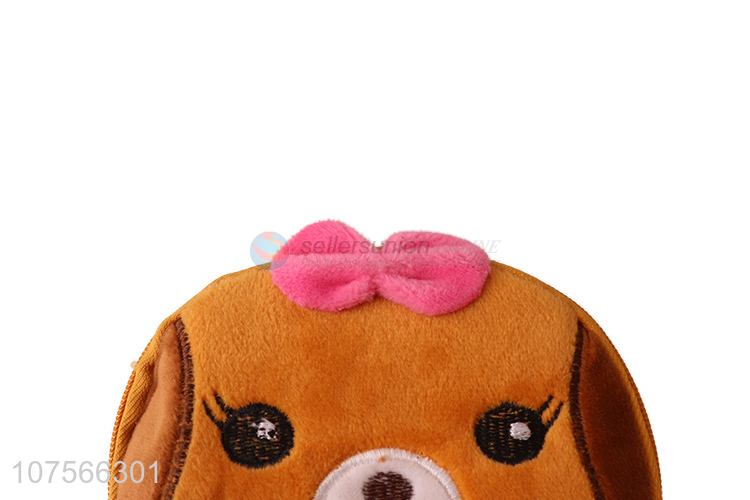 Hot selling cartoon dog plush coin bag animal plush coin purse