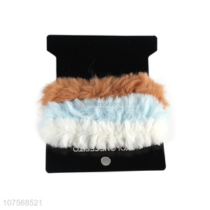 Hot sale fluffy hair band faux fur hair ropes pom pom scrunchie