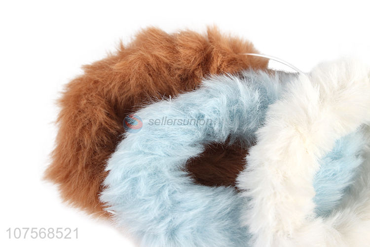 Hot sale fluffy hair band faux fur hair ropes pom pom scrunchie