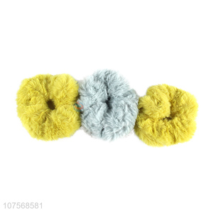 Custom fluffy elastic ponytail holder faux fur hair ties plush hair rope