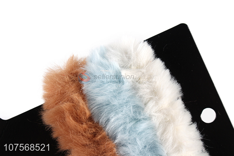 Hot sale fluffy hair band faux fur hair ropes pom pom scrunchie