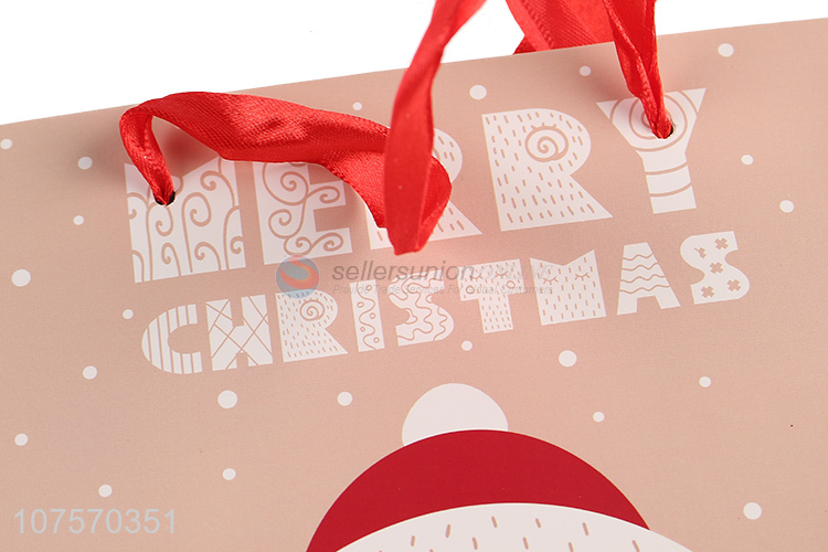 Latest design Santa Claus paper gift bag glitter paper bag