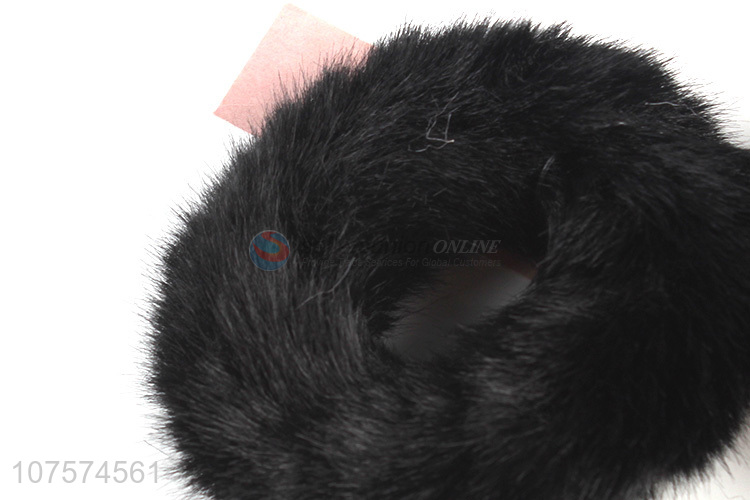 Most popular faux fur hair scrunchies pom pom hair ties for girls