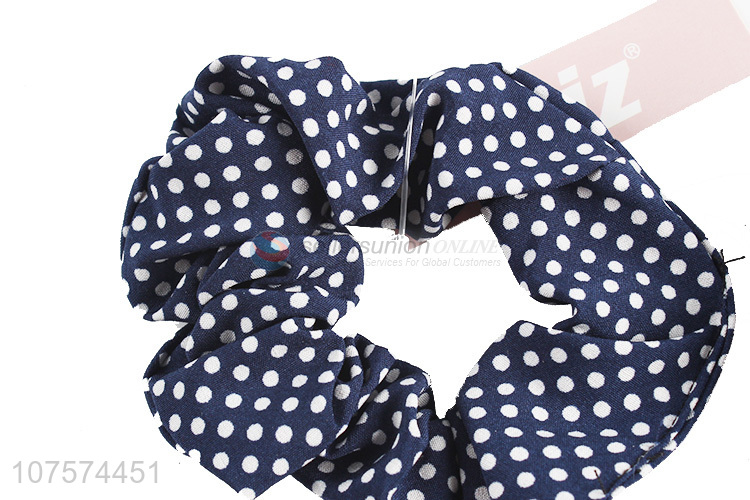 Factory direct sale trendy polka dot hair scrunchies ponytail holder for girls