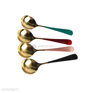 Bottom Price Gold Stainless Steel Spoon With Colorful Handle