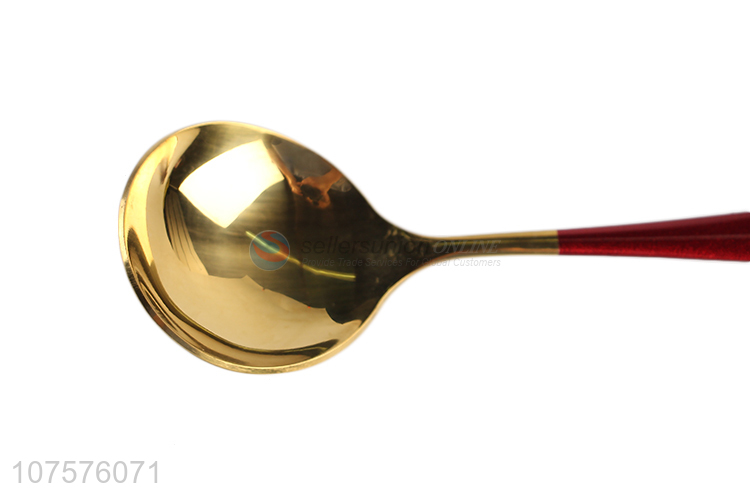 Bottom Price Gold Stainless Steel Spoon With Colorful Handle