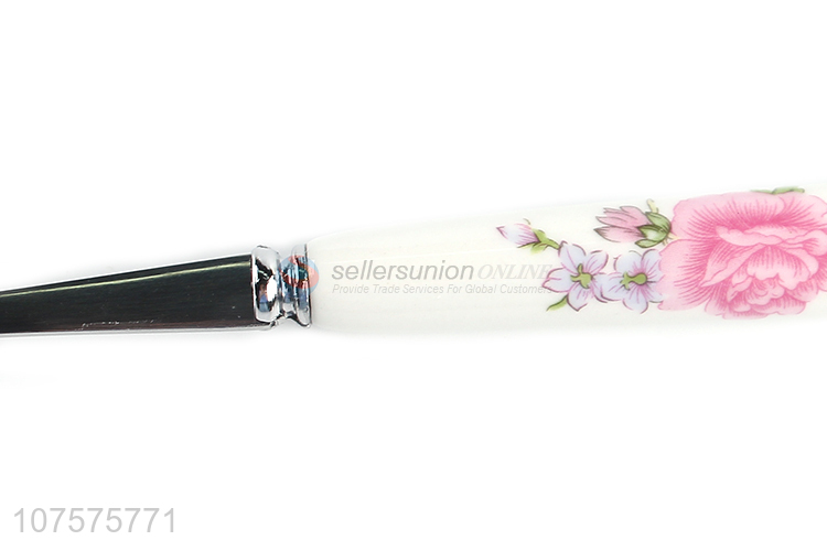 Unique Design Flowers Printing Handle Stainless Steel Spoon