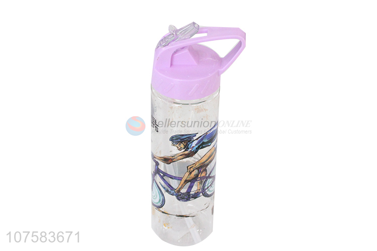 Custom Fashion Printing Plastic Water Bottle With Straw