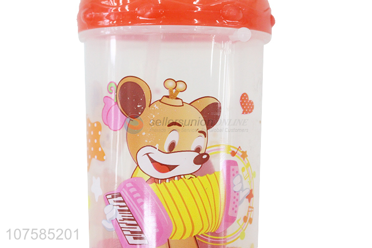 Hot Sale Cartoon Printing Plastic Water Bottle With Straw