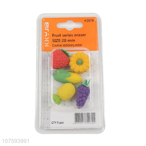 Wholesale creative fruit shape rubber eraser non-toxic eraser for kids