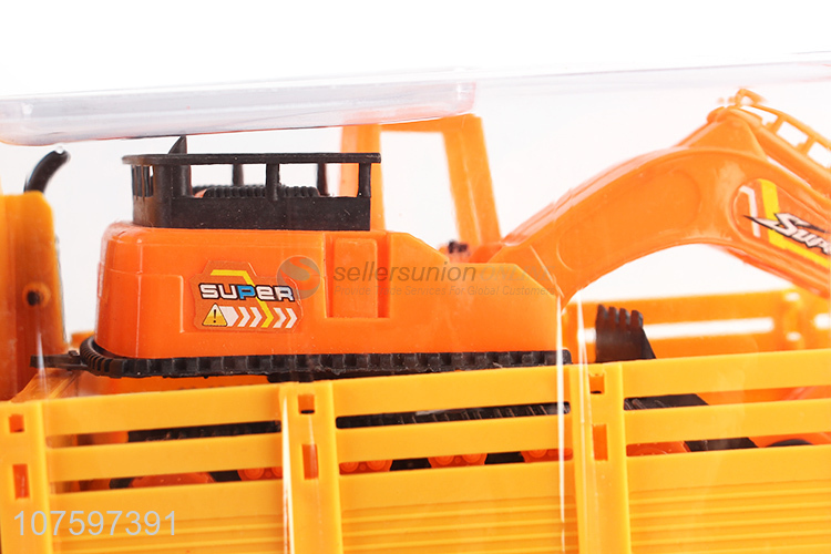 Factory direct sale inertia friction truck toy set with excavator