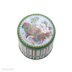 Fashion Printing Cylinder Colorful Christmas Decoration Packing Box Tin Box