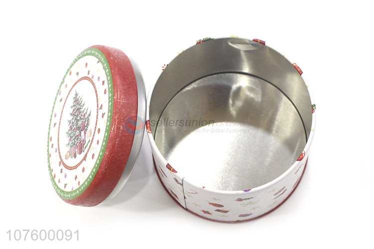 Hot Sale Cylinder Tin Box Christmas Gift Box Candy Storage Box