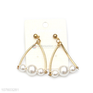 Hot products geometric pearl earrings pearl alloy stud earring