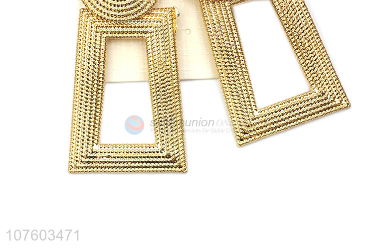 China manufacturer geometric alloy statement earrings ear studs