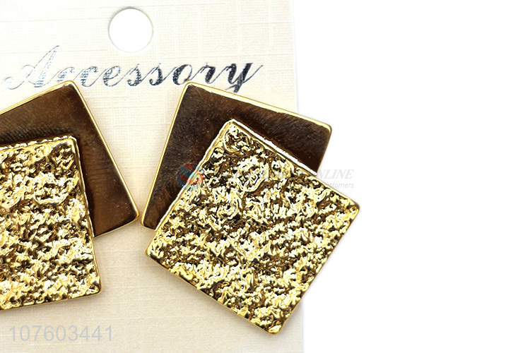 New products square alloy ear studs with hammered texture