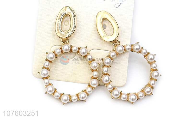 China manufacturer pearl alloy ear studs pearl jewelry for women