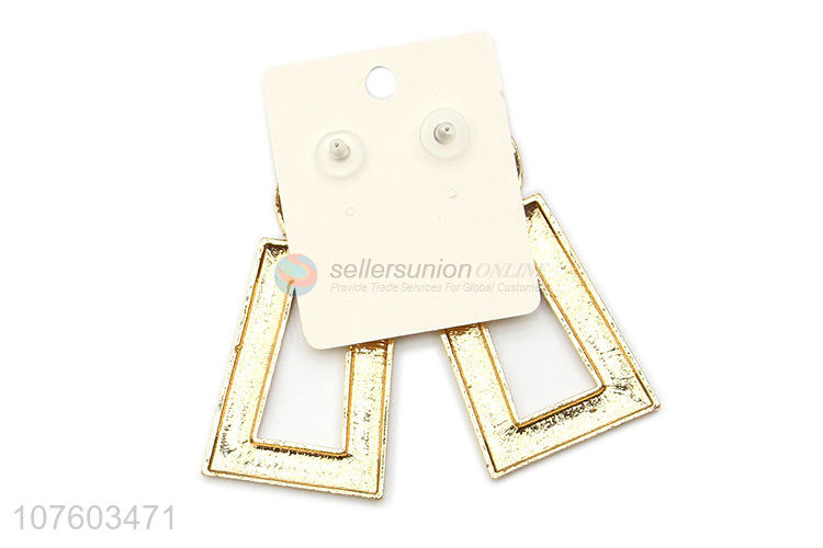 China manufacturer geometric alloy statement earrings ear studs