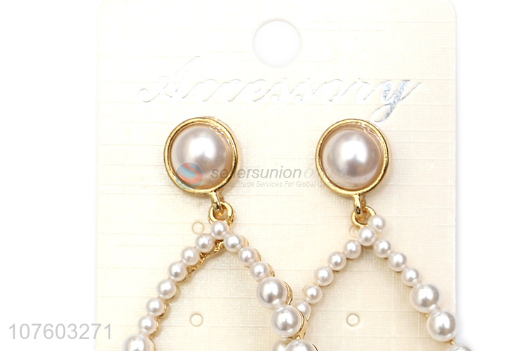 Wholesale popular waterdrop hoop pearl earring pearl alloy ear studs