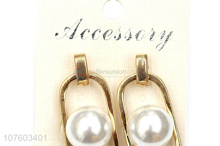 Factory price geometric alloy stud earrings pearl ear rings