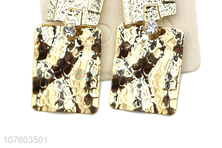 Hot products geometric textured alloy statement earrings with rhinestone